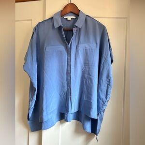 Diane Von Furstenberg Blue Silk Blouse XS P